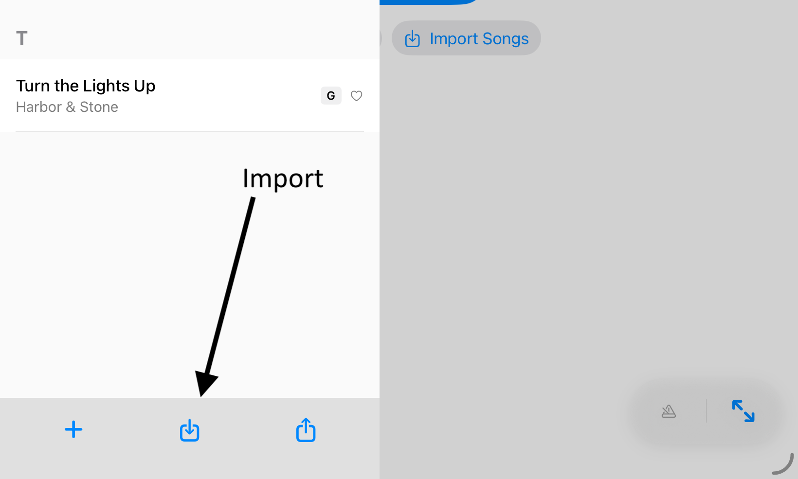 Songivo import sheet on the File tab with Choose Files visible