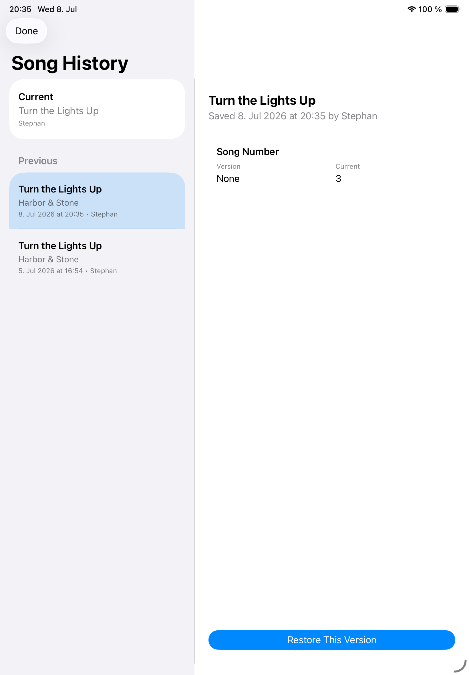 Songivo library with song list and export action visible