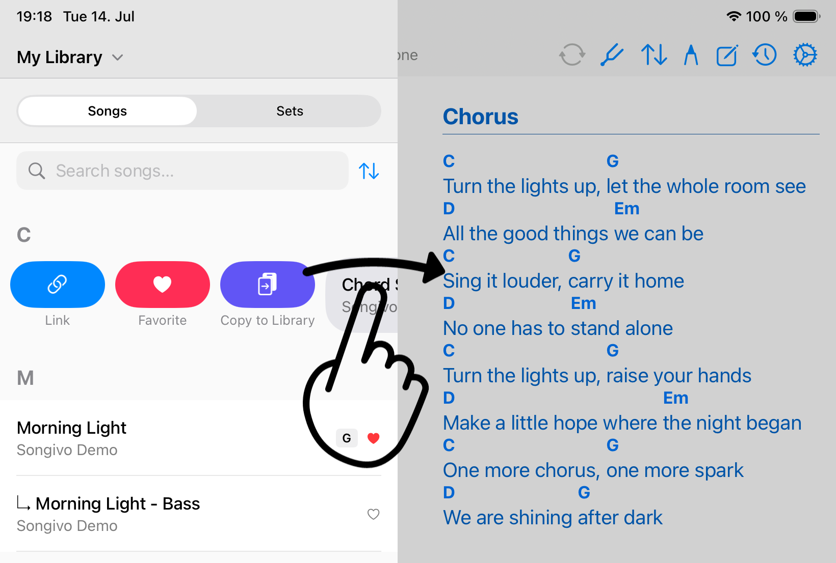 Swipe right on a song